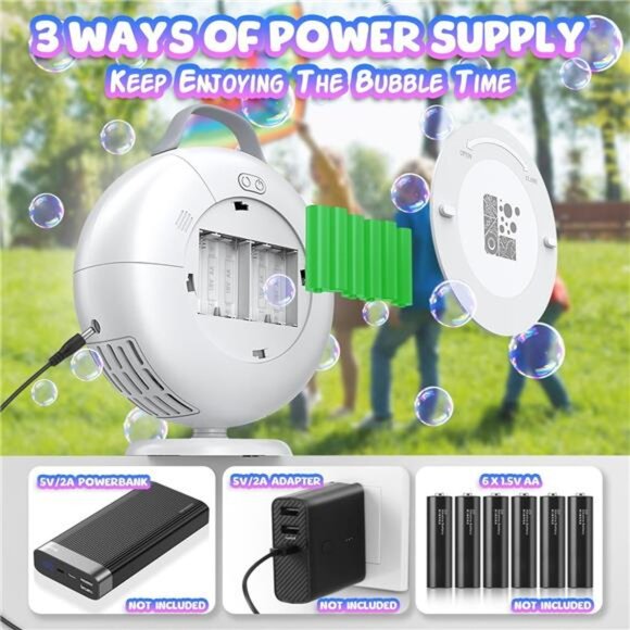 Bubble Machine, Automatic Bubble Blower for Kids Toddlers, 8000+ Bubbles Per - Picture 6 of 7